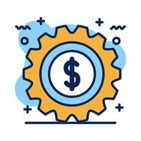 gear with money symbol detail style icon vector