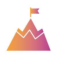 mountain with flag silhouette style icon vector