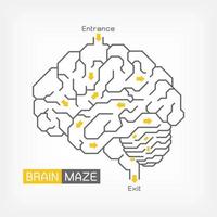 Brain maze. Creative idea concept. Outline of cerebrum cerebellum and brainstem. vector