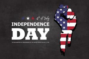 4th of July happy independence day of america background. Fist flat silhouette design with american flag and text on chalkboard texture. vector