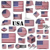 America flag. Set of various shape element vector. vector