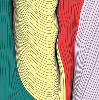 Minimalist Abstract Flow Curvy And Wavy Streamlines Line Art Background Texture vector