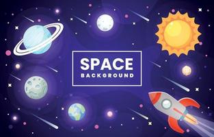 Horizontal Space with Rocket Background vector