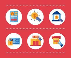bundle of Payment online set icons vector