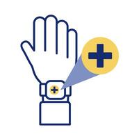 smartwatch with medical cross symbol line style vector