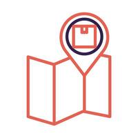 pin location with box delivery service line style vector