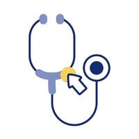 cursor mouse with stethoscope health online line style vector