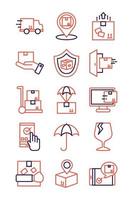 bundle of delivery service icons vector