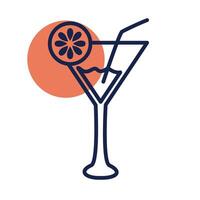 cocktail cup block line style icon vector