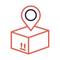 box carton packing with pin location line style vector