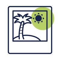 picture of tree palm summer scene block line style icon vector