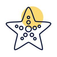 starfish sea animal block line style icon vector