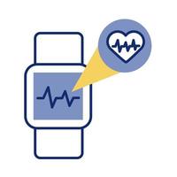 smartwatch with heart cardio health online line style vector