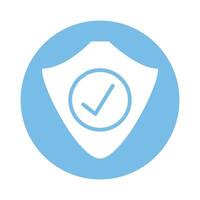 shield security with check symbol block style icon vector