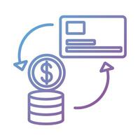 credit card and coins payment online line degradient style vector
