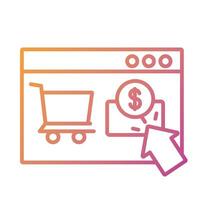 template web with coin and cart shopping payment online line degradient style vector