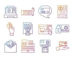 bundle of Payment online set icons vector