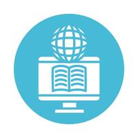 electronic book in desktop and browser education online block style vector