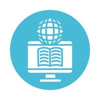 electronic book in desktop and browser education online block style vector