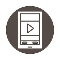smartphone with play button education online block style vector