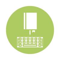 electronic book with keyboard education online block style vector