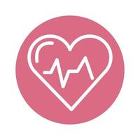 icono de bloque de pulso de cardiología de corazón médico vector