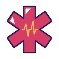 medical cross symbol with cardiology pulse line and fill style vector