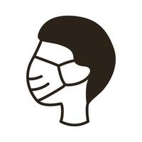 Perfil con icono de estilo de línea de máscara facial vector