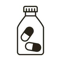 medical bottle capsules drugs line style vector