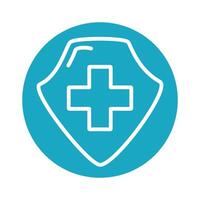 medical cross symbol in shield block style vector