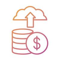 coins dollars with cloud computing Payment online line degradient style icon vector