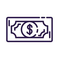 billetes dinero dólares icono de estilo de línea vector