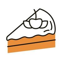 sweet cake portion line style vector