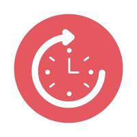 reloj de tiempo con flecha alrededor del icono de estilo de bloque vector
