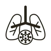 lungs with covid19 virus particle line style vector