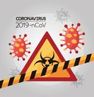 covid 19 particles and biohazard signal vector