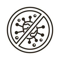 covid19 particle with denied symbol line style icon vector