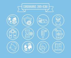 bundle of covid19 set icons vector