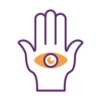 hand and eye ramadan kareem symbol line style vector