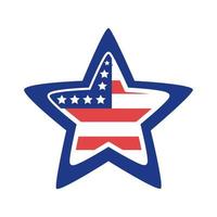 star with united states of america flag silhouette style vector