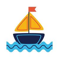 sailboat ship flat style icon vector