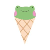 cute little frog in ice cream cone vector