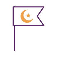 moon night with star in flag line style icon vector