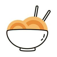 dish with spaghetti chinesse food line style vector