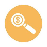 search magnifying glass with money symbol block style icon vector