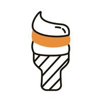 delicious ice cream in cup line and fill style vector