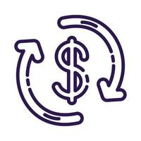 money symbol with arrows line style icon vector