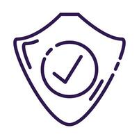 shield security with check symbol line style icon vector