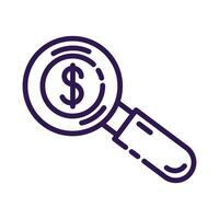 search magnifying glass with money symbol line style icon vector