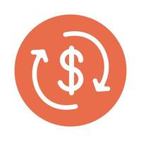 símbolo de dinero con flechas icono de estilo de bloque vector